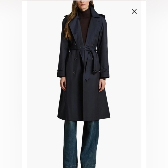 Lauren Ralph Lauren Trench Coat Sz S Navy Trench Coat - Picture 9 of 11